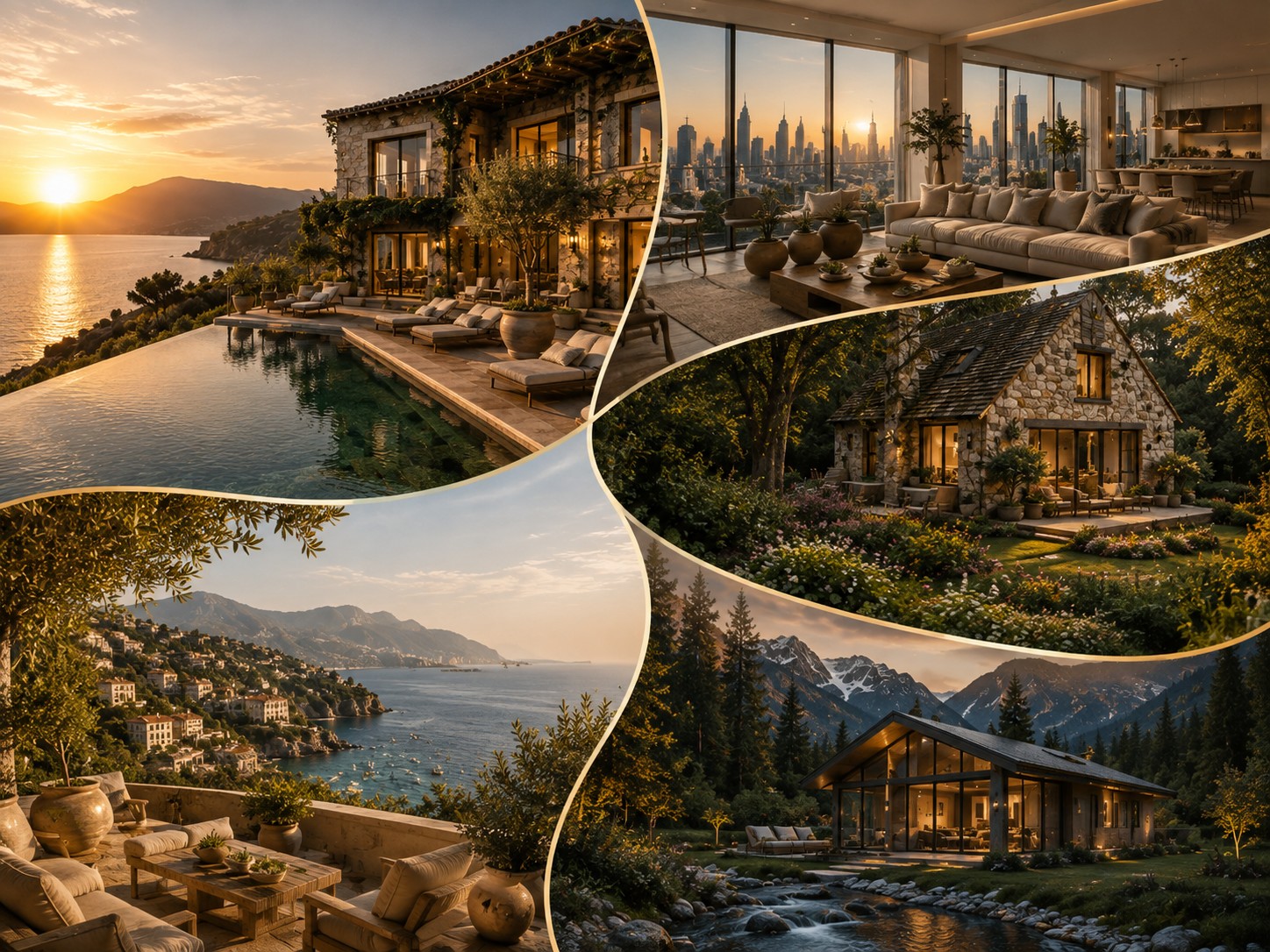 A city apartment, a hillside villa with a pool, a stone cottage and a sea-view terrace